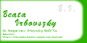 beata vrbovszky business card